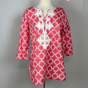 Summer Coral Appliqué Tunic